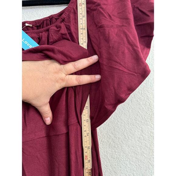 NWT Women's Off Shoulder Maroon Hi-Low Maternity Dress Empire Gown Small - Picture 2 of 12